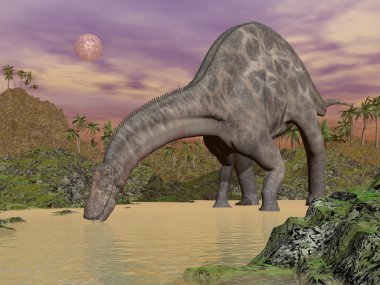 dicraeosaurus dinozor - 3d render içme