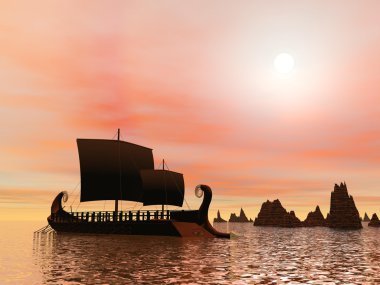 Yunan pruvasına tekne - 3d render