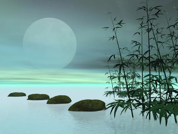 Asiatiska stammen till månen - 3d render — Stockfoto