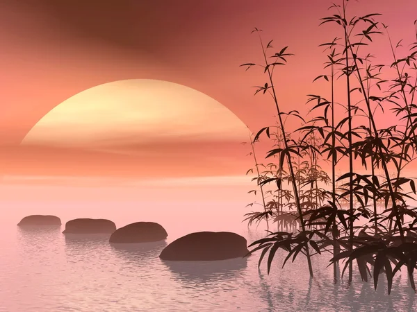 Güneş - 3d render için Asya adımlar