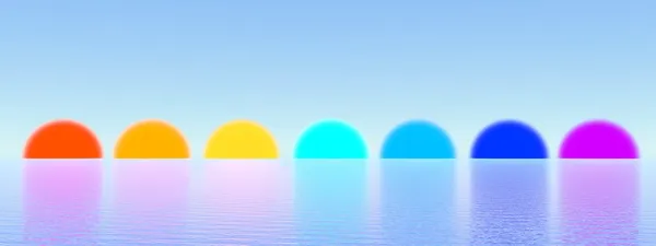 Sunsets as chakras - 3D render — Stock Photo, Image