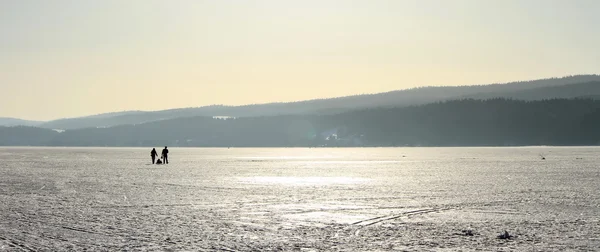 Bevroren meer van de joux-vallei, Zwitserland — Stockfoto