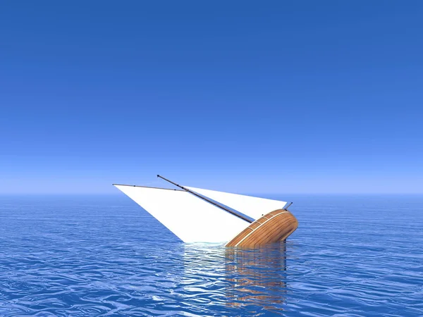 Sinking boat - 3D render — Stock Photo, Image