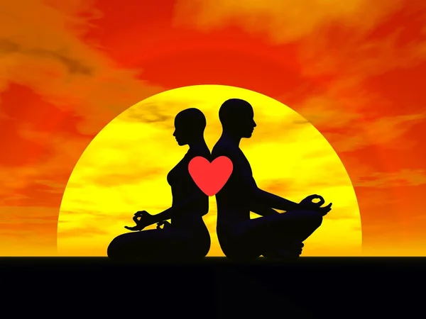 Amor del yoga - 3D render —  Fotos de Stock