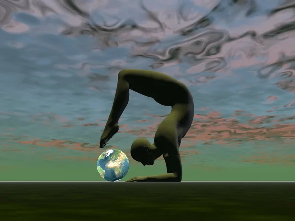Yoga for the earth - 3D render — Stock Photo, Image