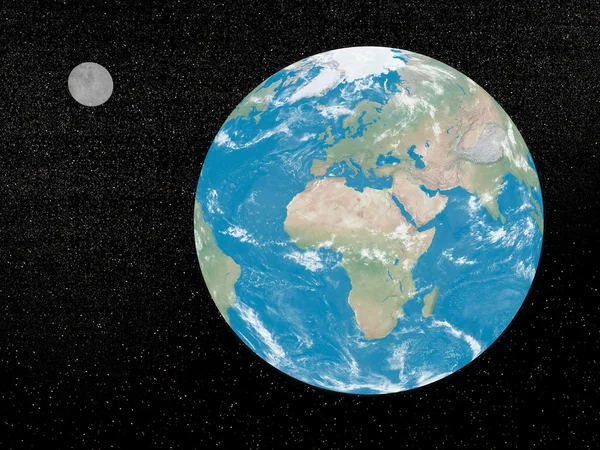 地球と月の 3 d レンダリング — ストック写真