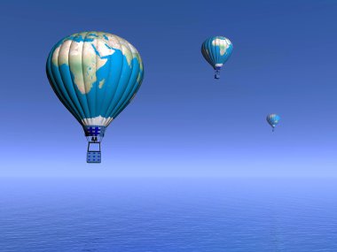 sıcak hava balonu ile yerküre - 3d render göster