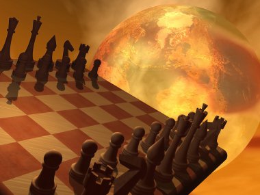 Chess strategy - 3D render clipart