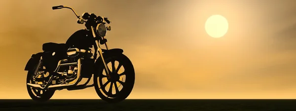 Motobike sunset - 3D render — Stock Photo, Image