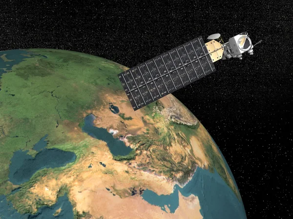 Aqua satellite - 3D render — Stock Photo, Image