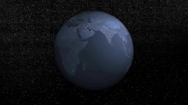 Вращение Земли ночью - 3D рендеринг — стоковое видео