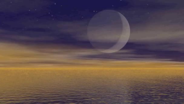 Lumière de lune au-dessus de l'océan - rendu 3D 