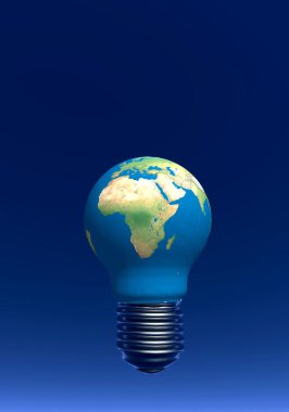 bombilla de luz como la tierra - 3d render