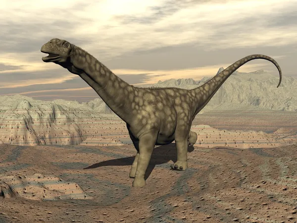 Caminata de dinosaurios Argentinosaurus - 3D render — Foto de Stock