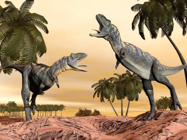 Acasaurus dinosaurs fight - 3D render