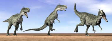 çöl - 3d render monolophosaurus dinozorlar