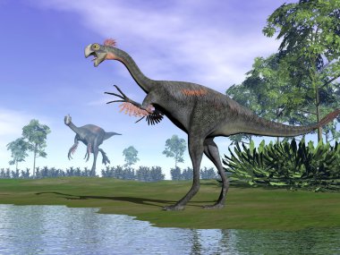 doğa - 3d render gigantoraptor dinozorlar