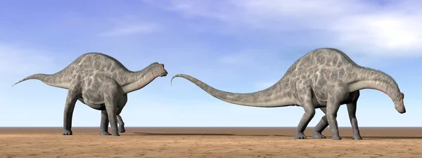 Dicraeosaurus dinosaurs in the desert - 3D render — Stock Photo, Image