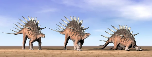 砂漠の 3 d レンダリングのヒカゲノカズラ恐竜 — ストック写真