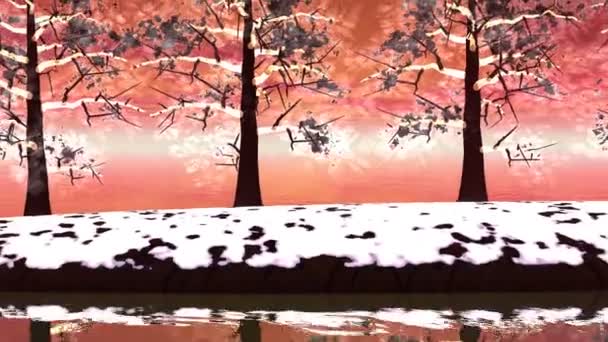 Paysage d'arbres d'hiver - rendu 3D 