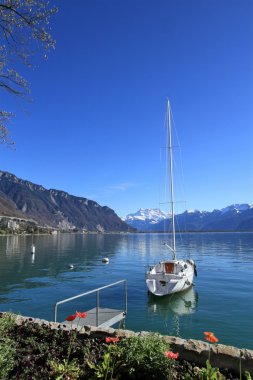 Bahar, Cenevre Gölü, montreux, İsviçre