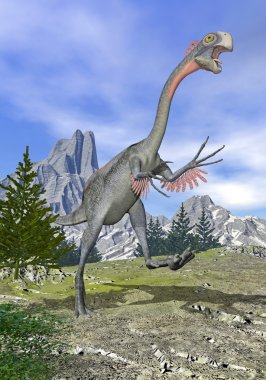 gigantoraptor dinozor - 3d render çalışan