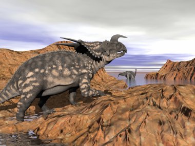 Dinozorların - 3d render manzara