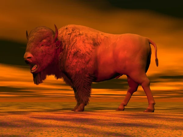 Bisonte rojo - 3D render — Foto de Stock