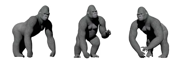 Gorilele mână pe pământ - redare 3D — Fotografie, imagine de stoc