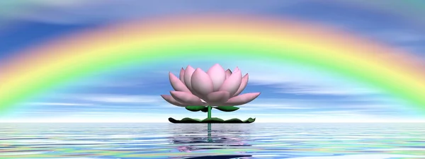 Fleur de lotus sous arc-en-ciel - rendu 3D — Photo