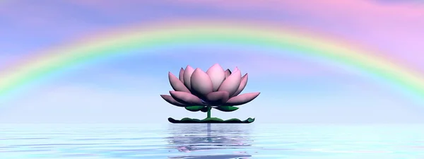 Fleur de lotus sous arc-en-ciel - rendu 3D — Photo