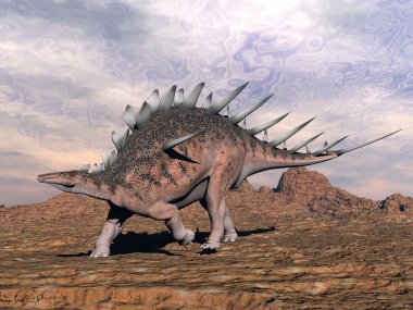 aralarında dinozor çöl - 3d render içinde