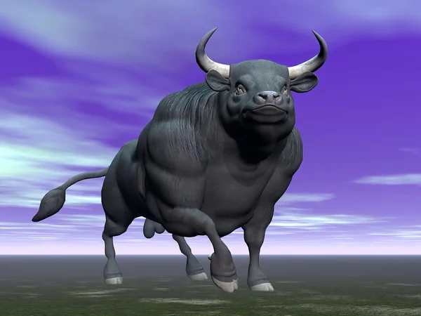 Toro en la oscuridad - 3D render — Foto de Stock