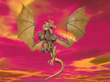 Yangın nefes Dragon - 3d render