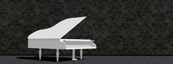 Piano de cola blanco - 3D render — Foto de Stock