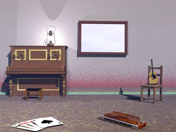 Musical room - 3D render — Stock Photo, Image