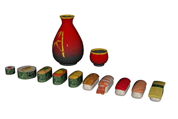 Sushi stukken collectie - 3d render — Stockfoto
