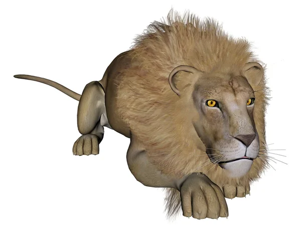León de caza - 3D render — Foto de Stock