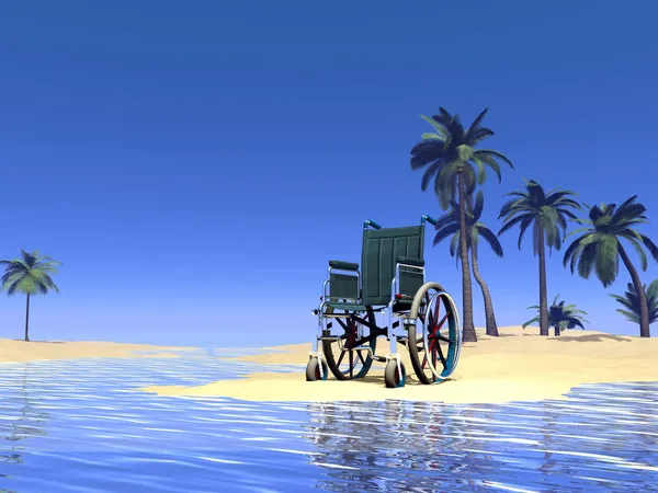 Vacaciones en silla de ruedas - 3D render — Foto de Stock