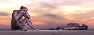 Homo erectus - 3d render acı