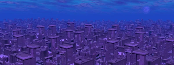 Futuristic cityscape - 3D render — Stock Photo, Image