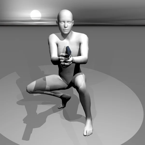 Человек с пистолетом - 3D рендеринг — стоковое фото