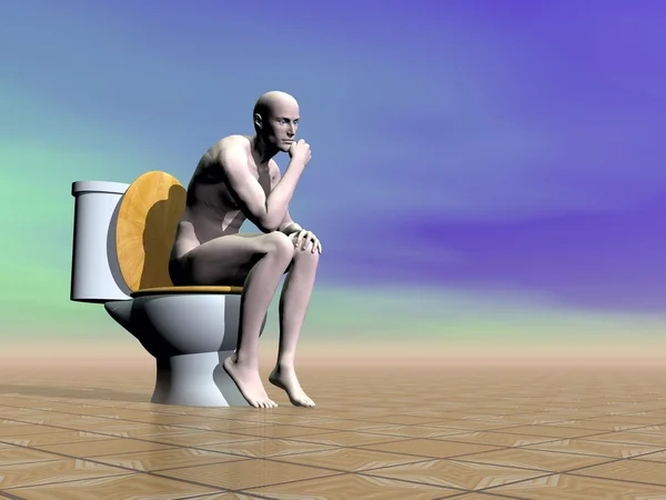 Auf der Toilette - 3D-Renderer — Stockfoto