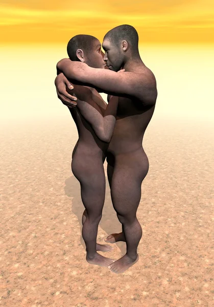 Pareja Homo erectus - 3D render —  Fotos de Stock