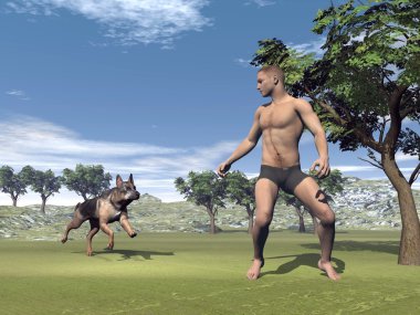 Alman kurdu ve ana - 3d render