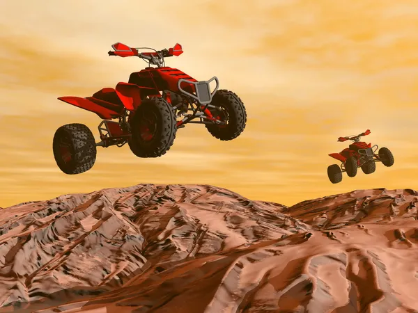 Quads no deserto renderizar 3D — Fotografia de Stock