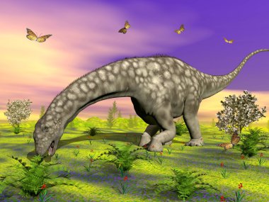 argentinosaurus dinozor - 3d render yeme