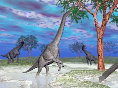 brachiosaurus dinozor - 3d render yeme