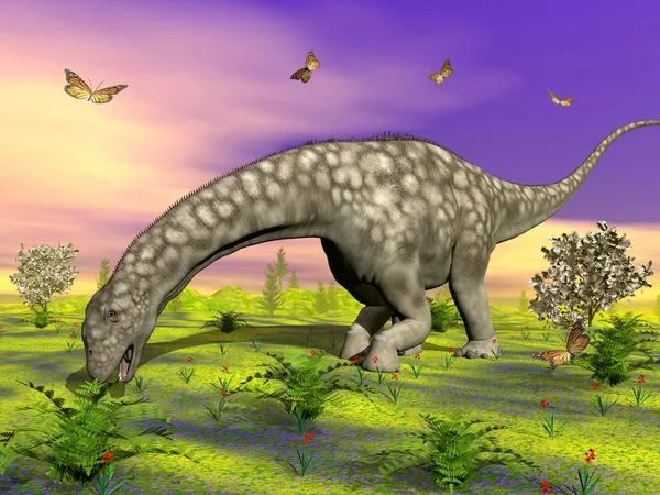 Argentinosaurus 恐龙吃-3d 渲染 — 图库照片
