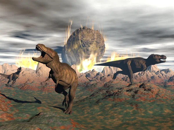 Tyrannosaurus dinosaur exctinction - 3D render — Stock Photo, Image